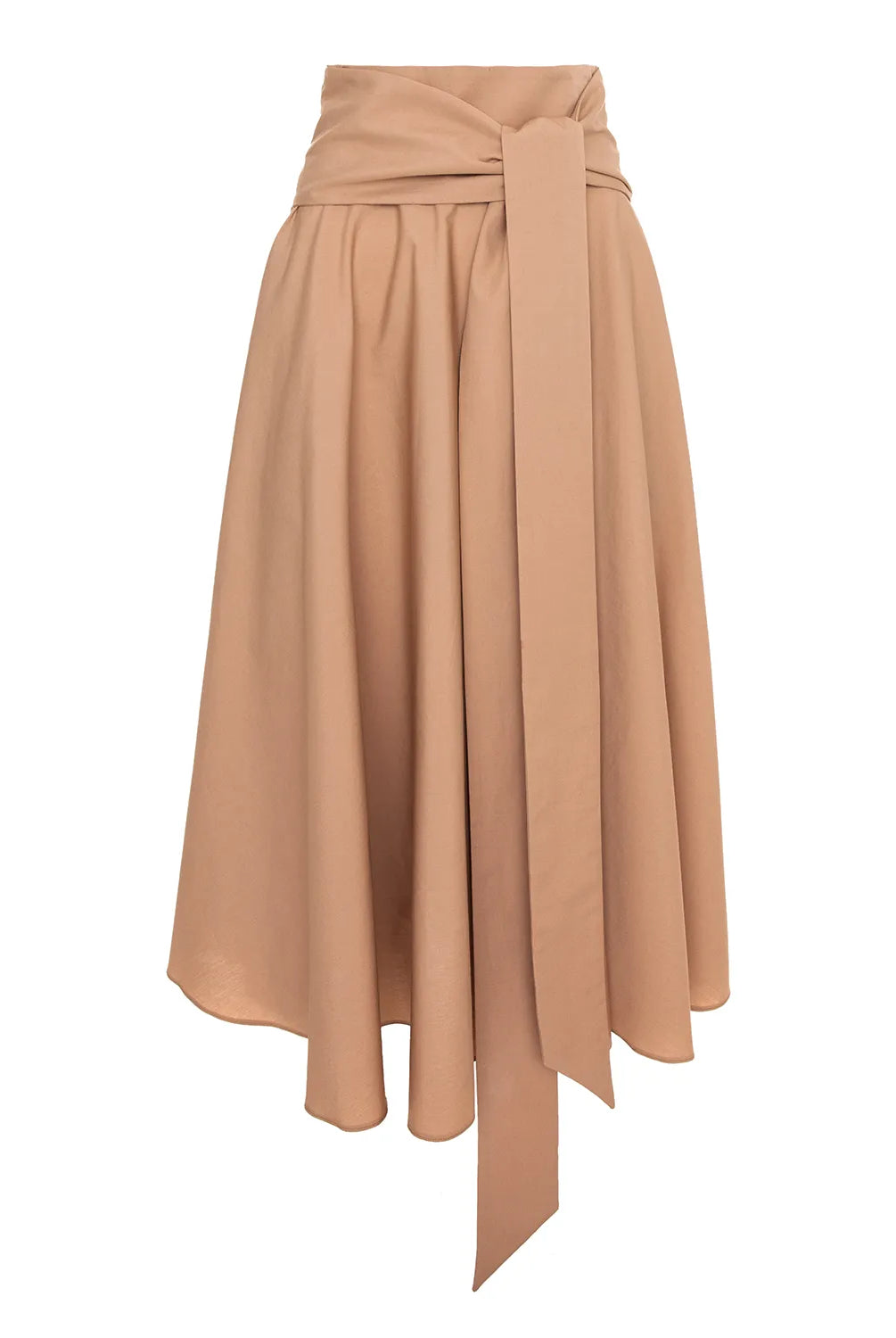 Fustă cloche lungă cu talie înaltă și buzunare bej - ipanomi.com