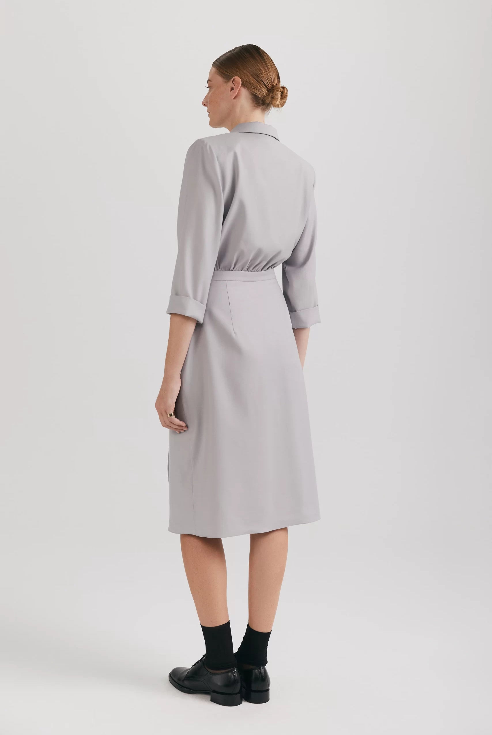 Rochie suprapusă din lână premium și guler cu rever - ipanomi.com