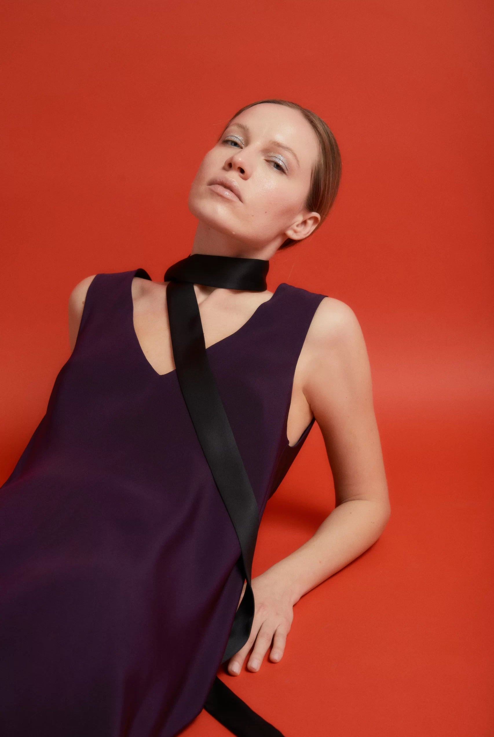 Eșarfă din mătase naturală negru