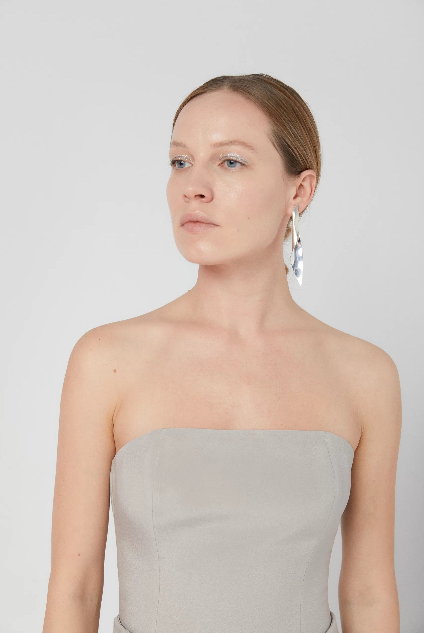 Corset minimalist din cady de mătase gri - ipanomi.com