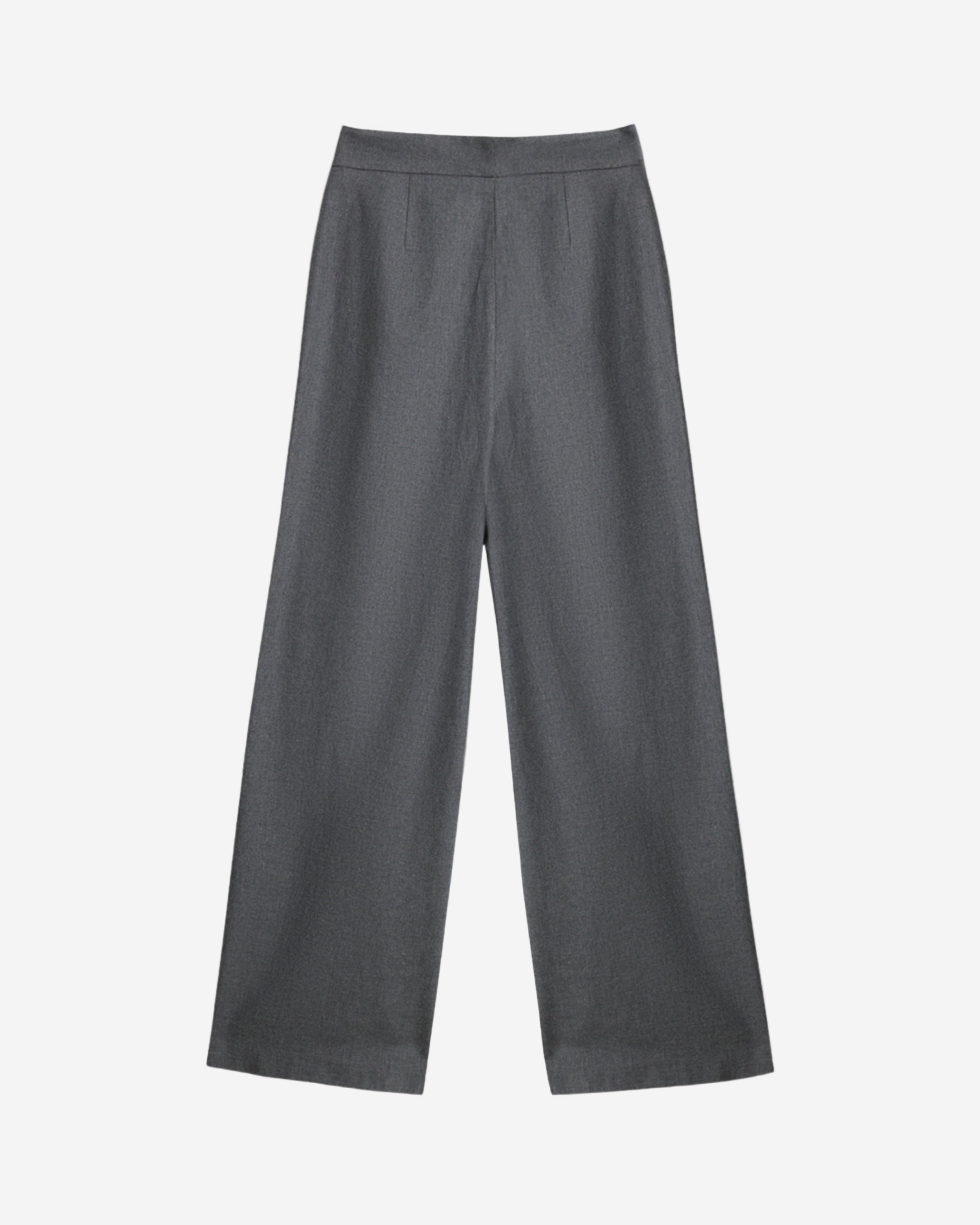 Pantaloni din bumbac gri cu croi larg spate