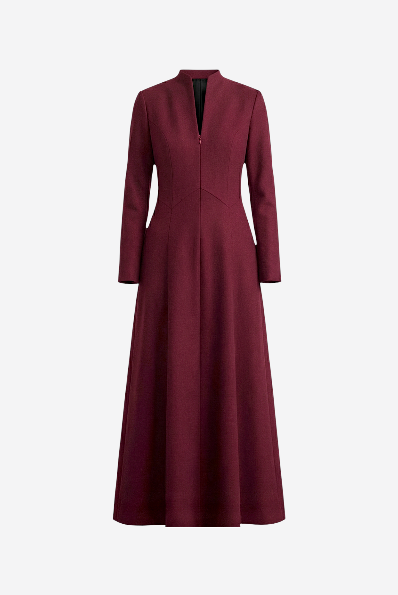 Rochie din crepe de lana maxi burgundy