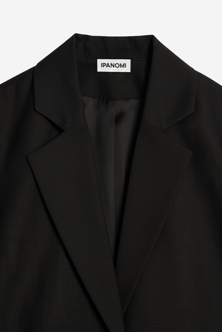 Sacou elegant din canepa cu rever negru