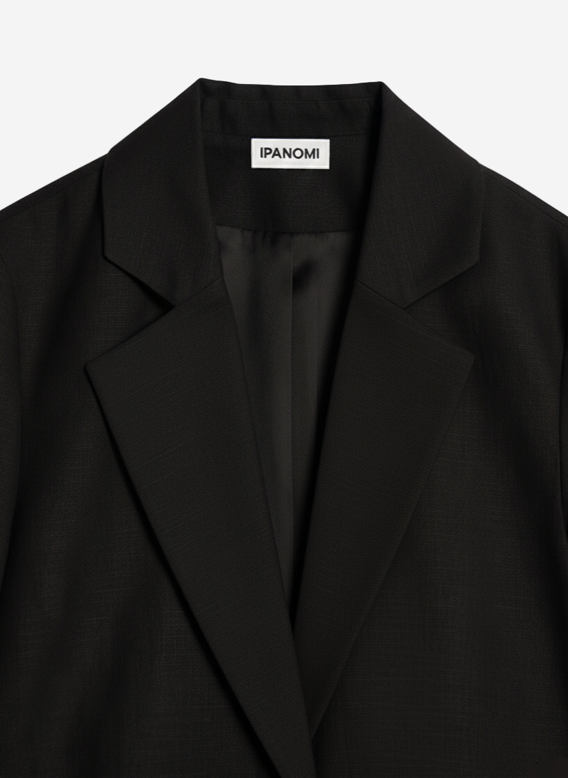 Sacou elegant din canepa cu rever negru