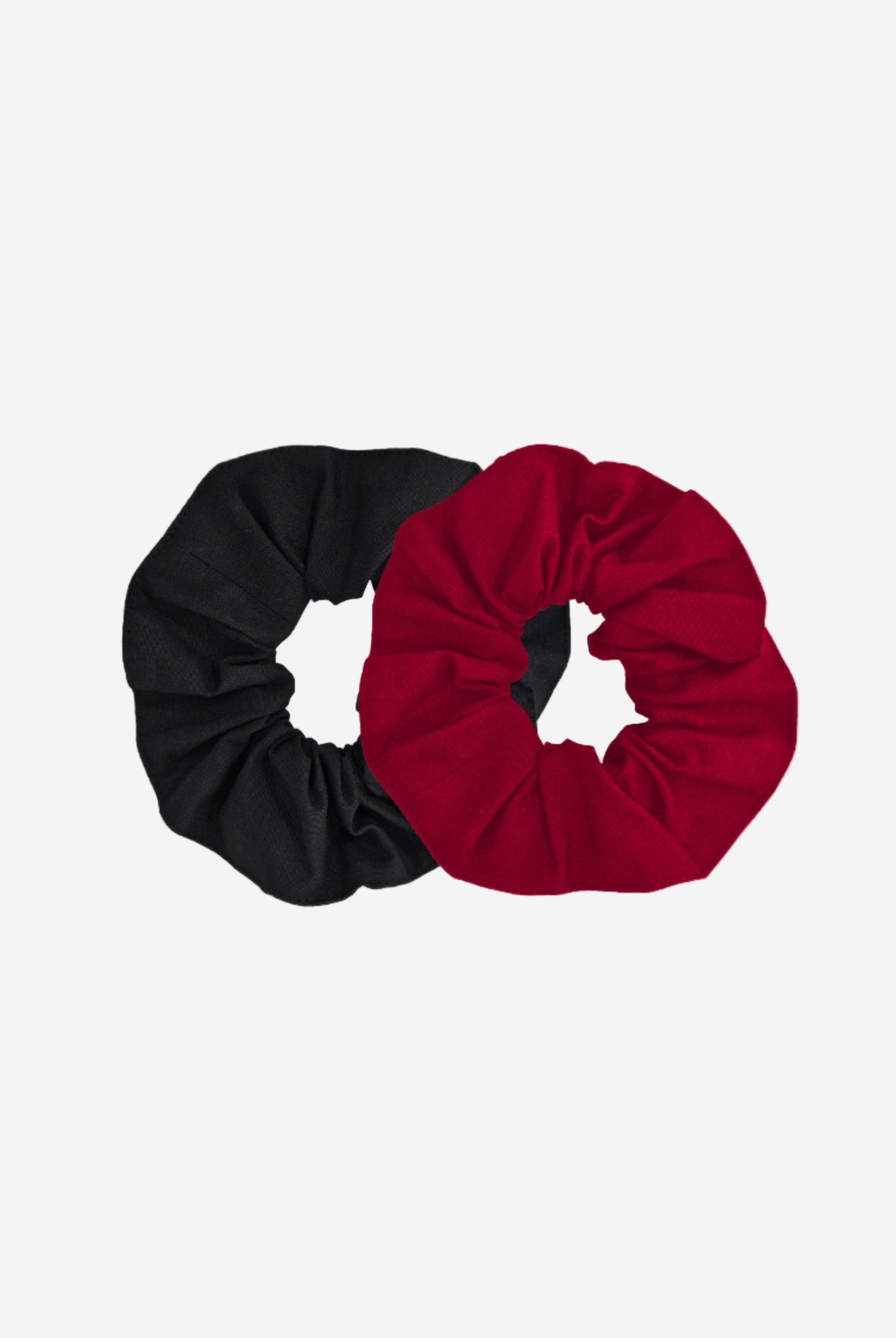 Set scrunchie din bumbac organic rosu si negru