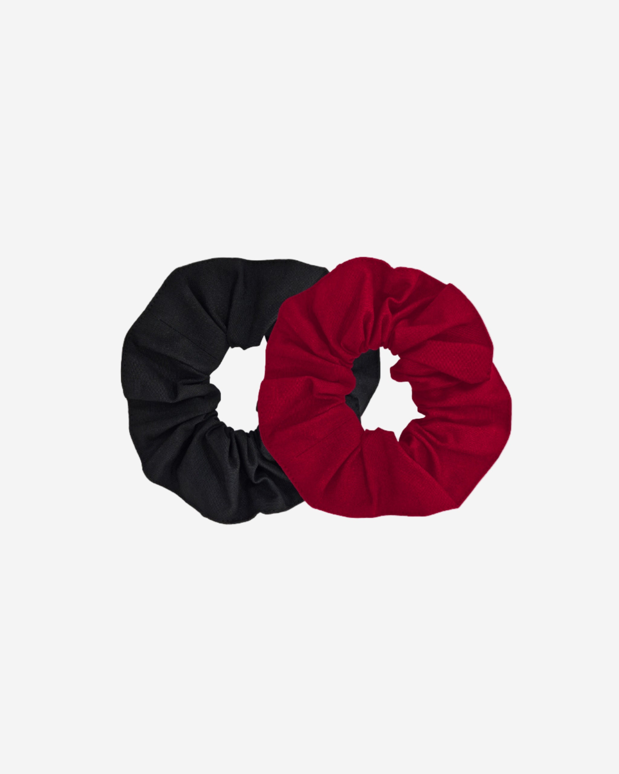 Set scrunchie din bumbac organic rosu si negru