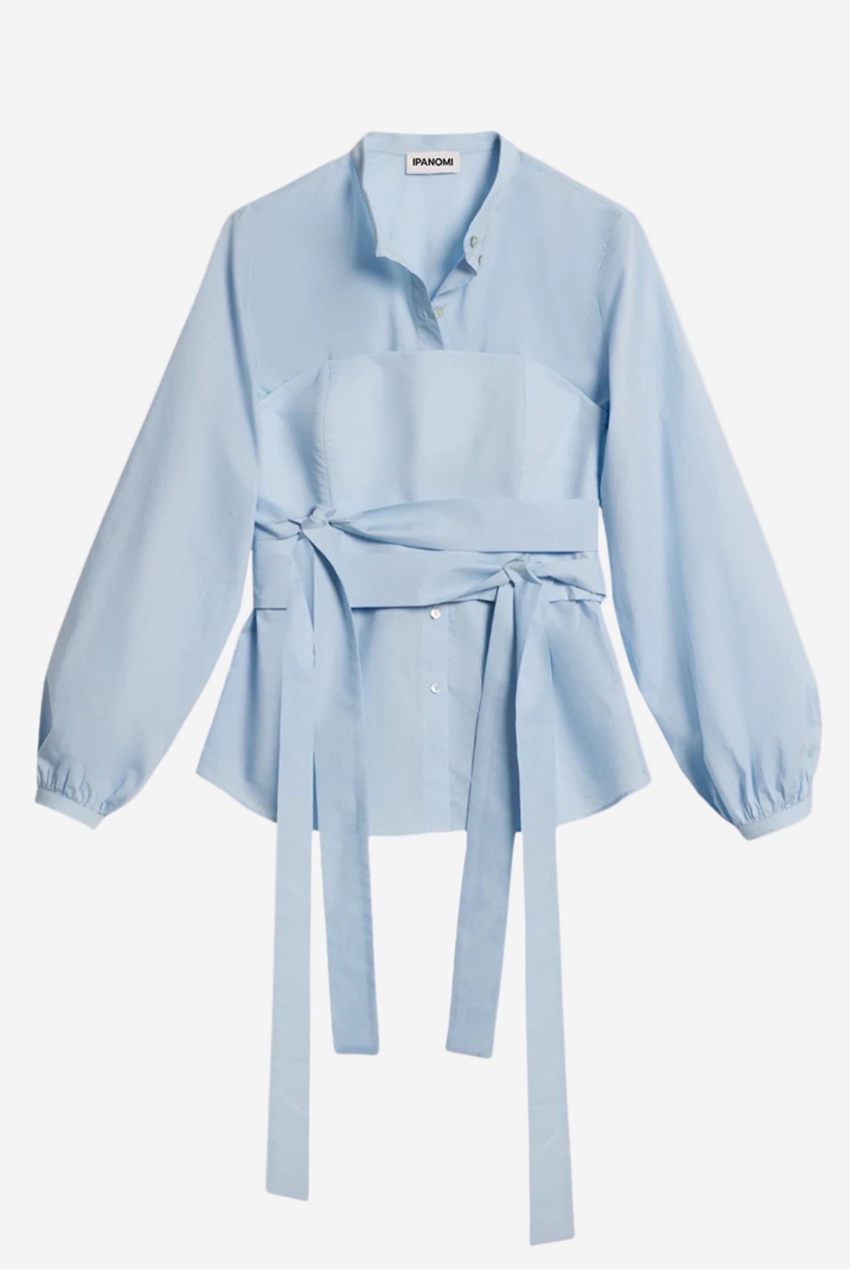 Camasa cu corset albastru deschis din poplin de bumbac Tana Lawn