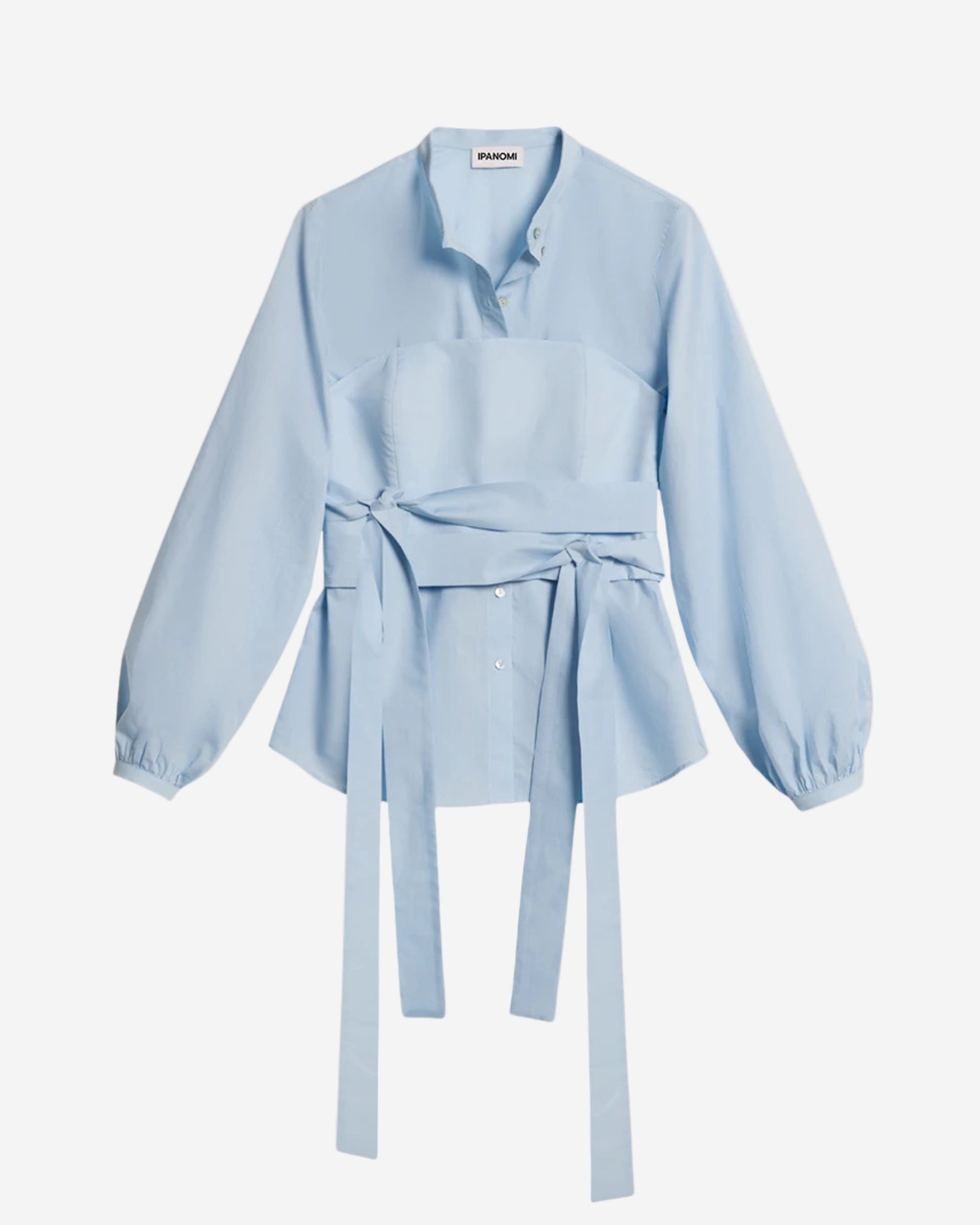 Camasa cu corset albastru deschis din poplin de bumbac Tana Lawn