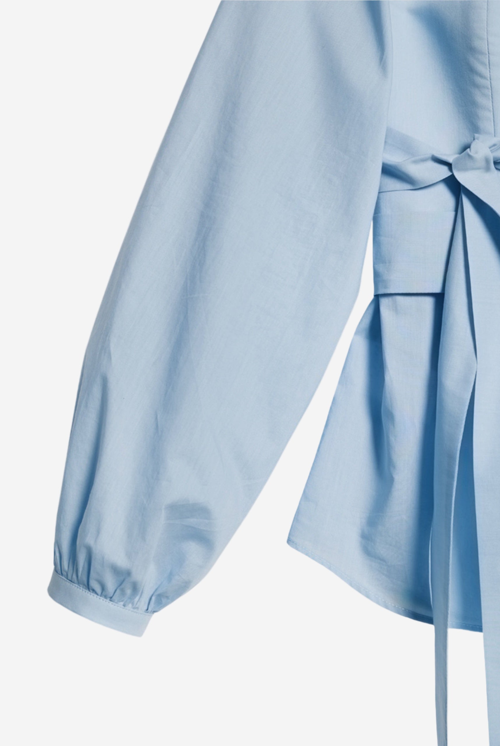 Camasa cu corset albastru deschis din poplin de bumbac Tana Lawn detaliu maneca