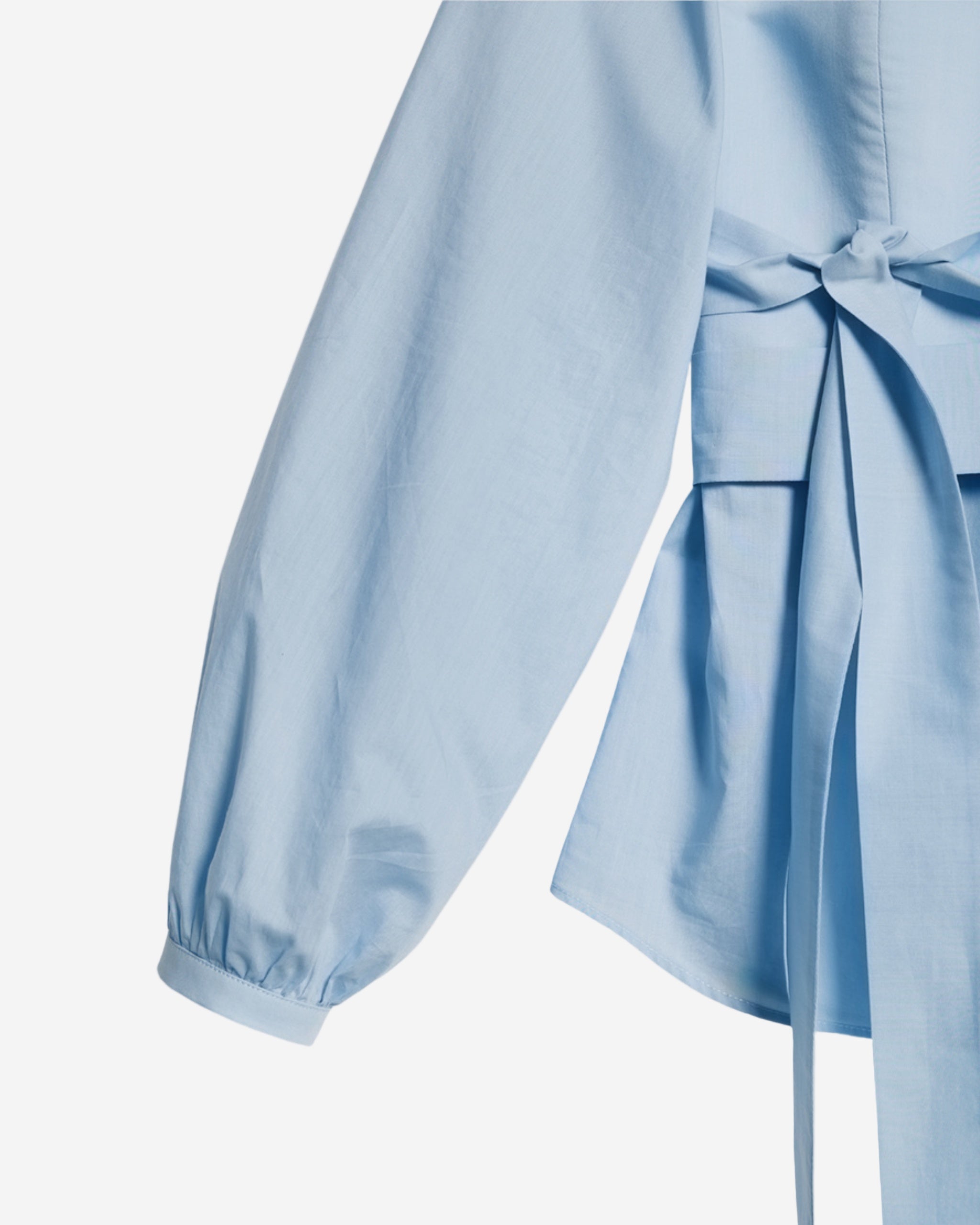 Camasa cu corset albastru deschis din poplin de bumbac Tana Lawn detaliu maneca