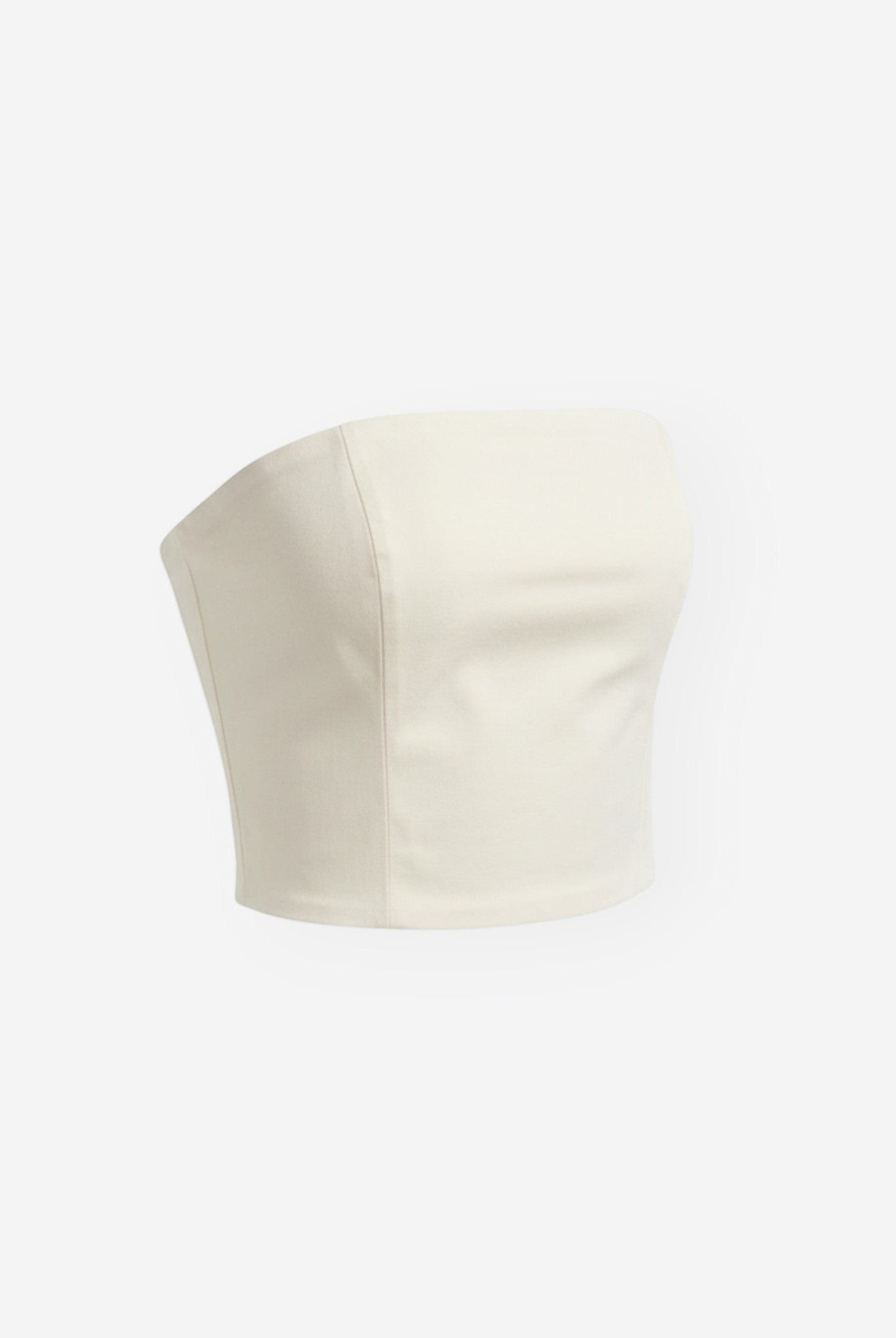 Ipanomi cream cotton poplin corset top with a straight neckline and subtle boning.