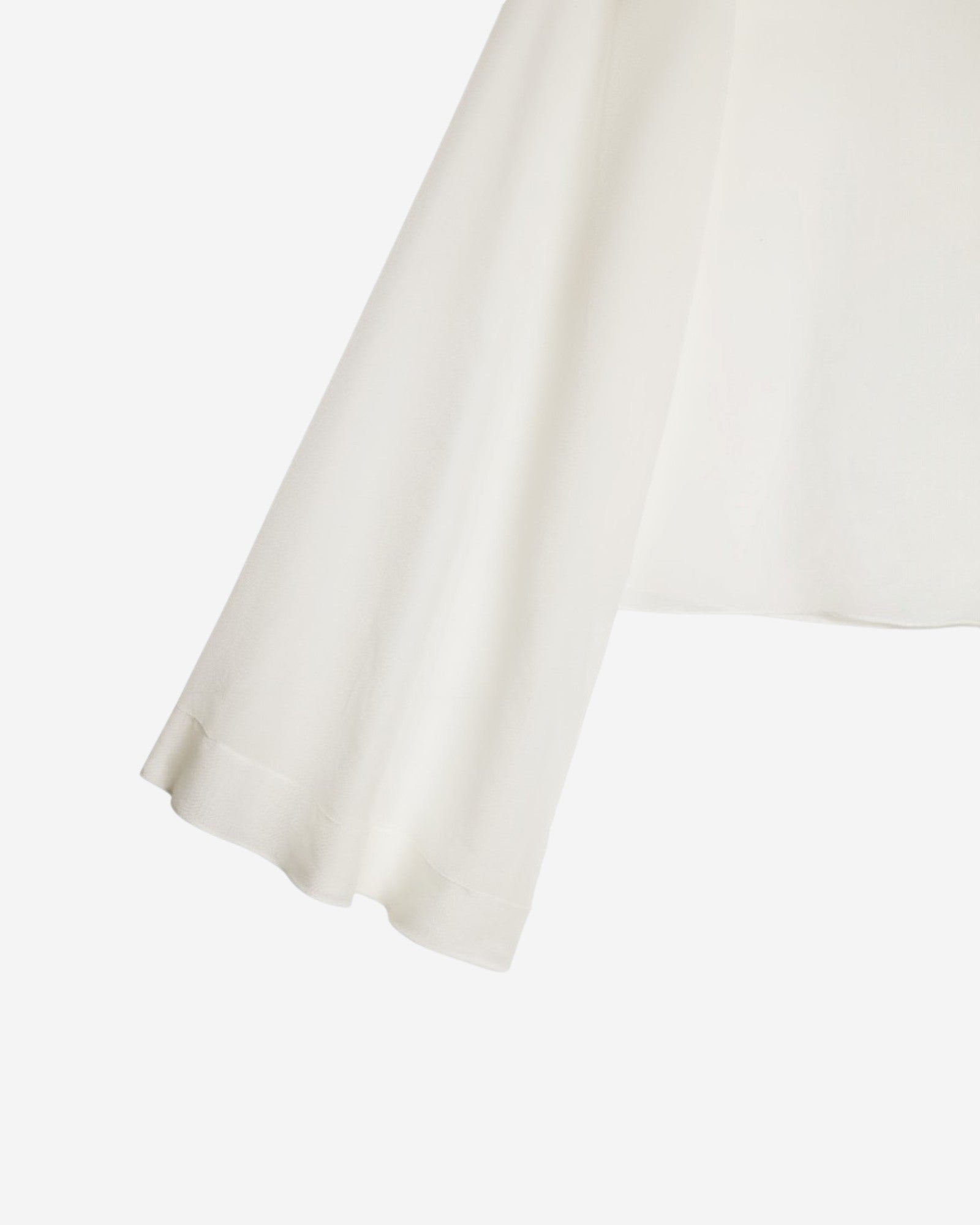 Ipanomi white cotton and silk blend top with elegant bell sleeves and a relaxed fit.
