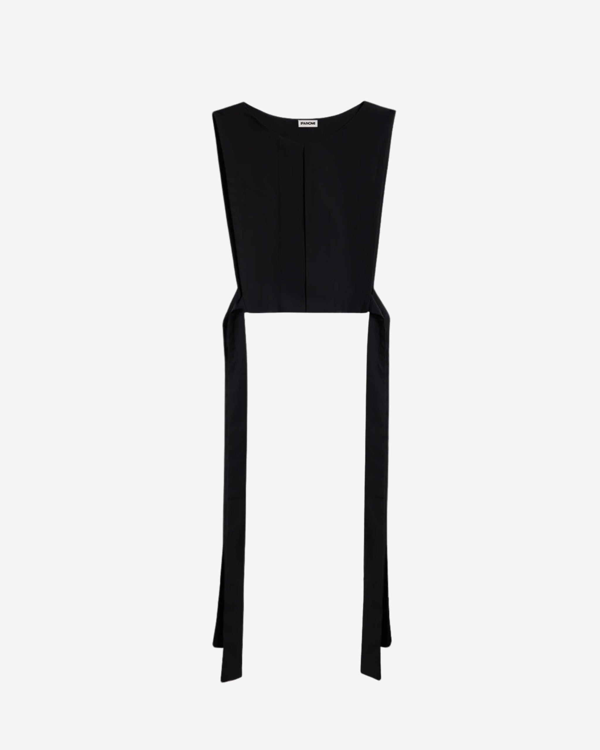 Guler vesta din poplin de bumbac organic negru fata - ipanomi.com