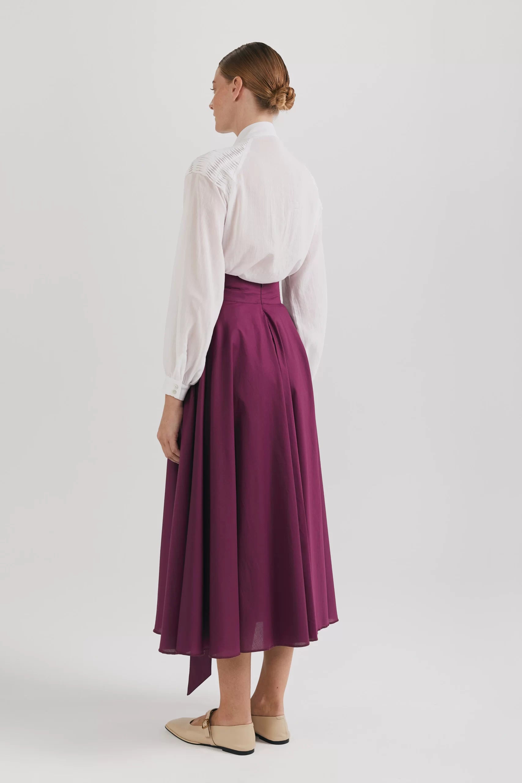 Cămașă din voal de bumbac cu detalii la gât și umeri - ipanomi.com