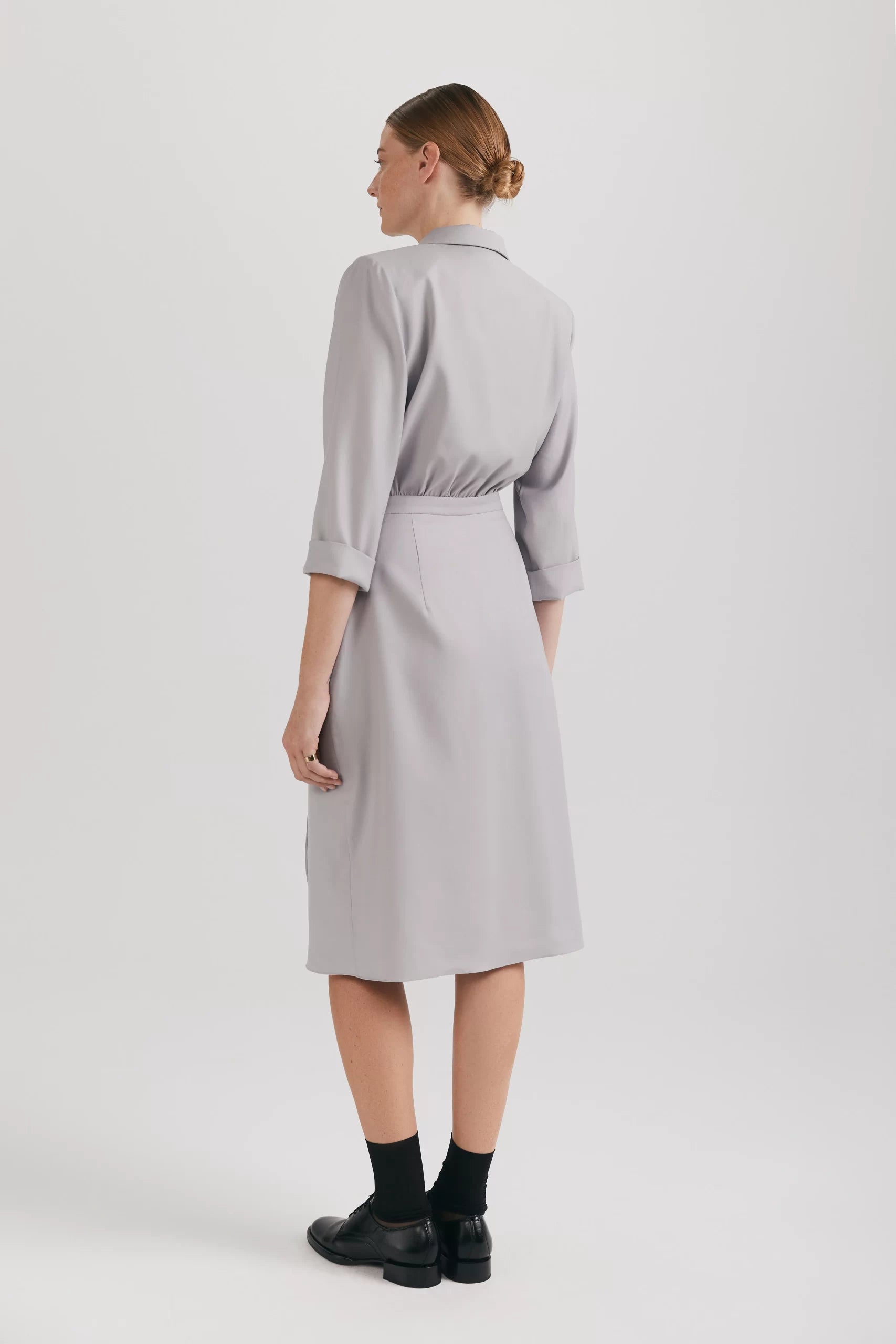 Rochie suprapusă din lână premium și guler cu rever - ipanomi.com