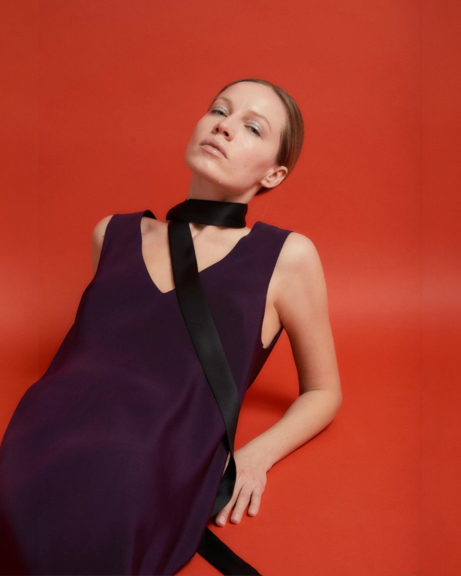 Eșarfă din mătase naturală negru