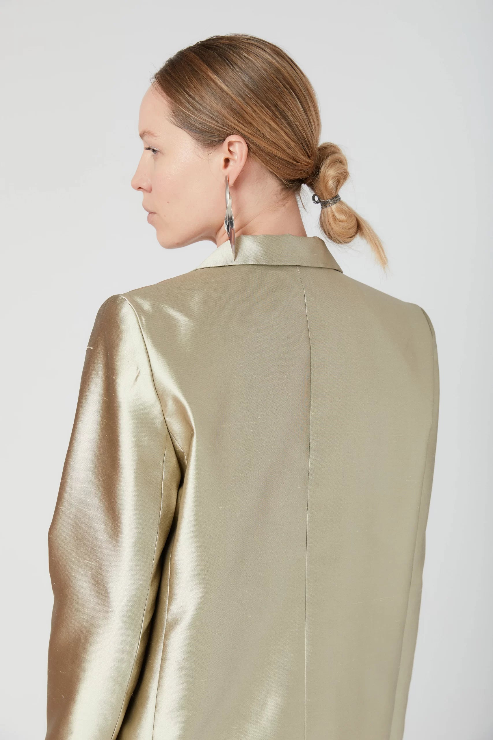 Blazer din mătase shantung bej - ipanomi.com