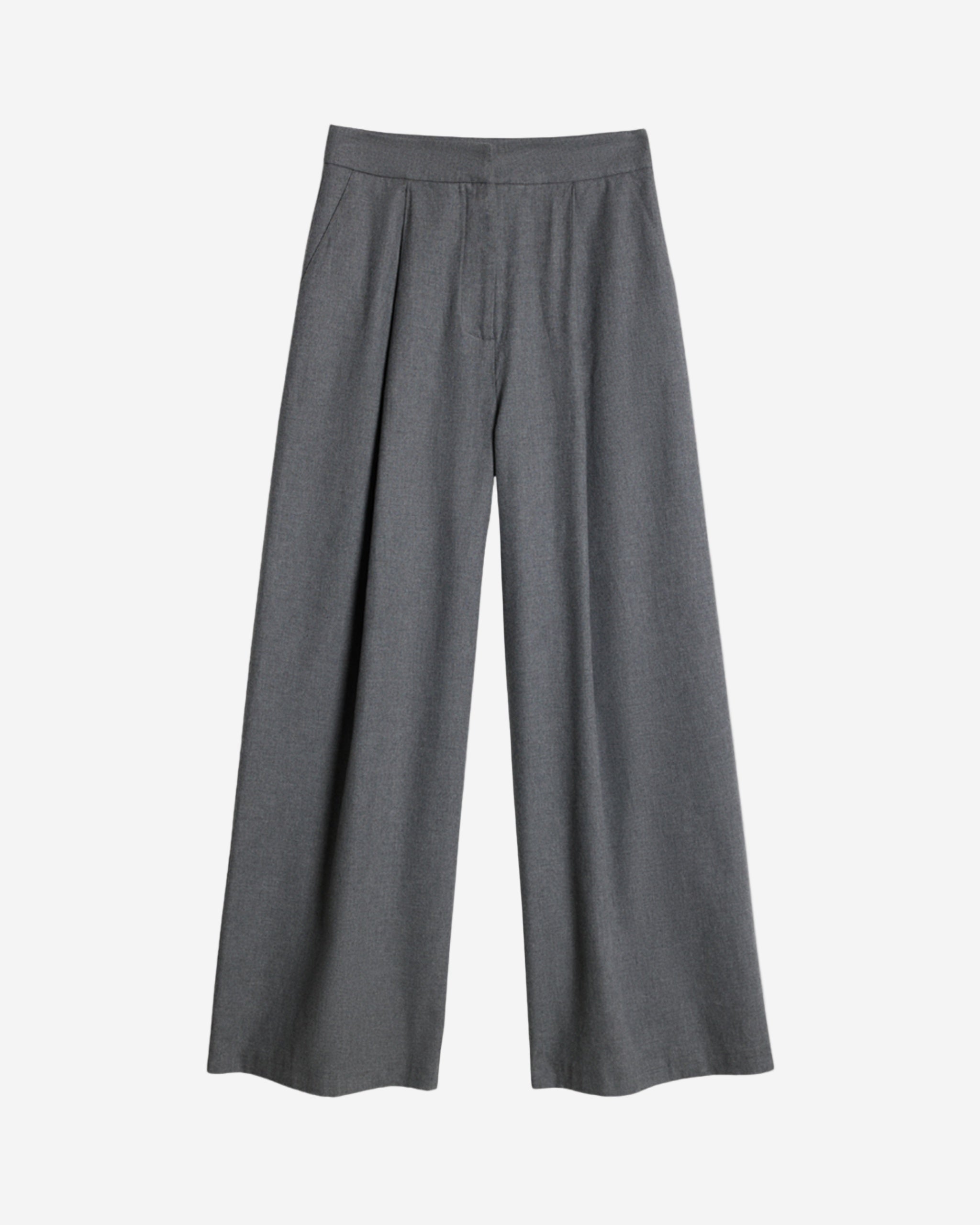 Pantaloni din bumbac gri cu croi larg