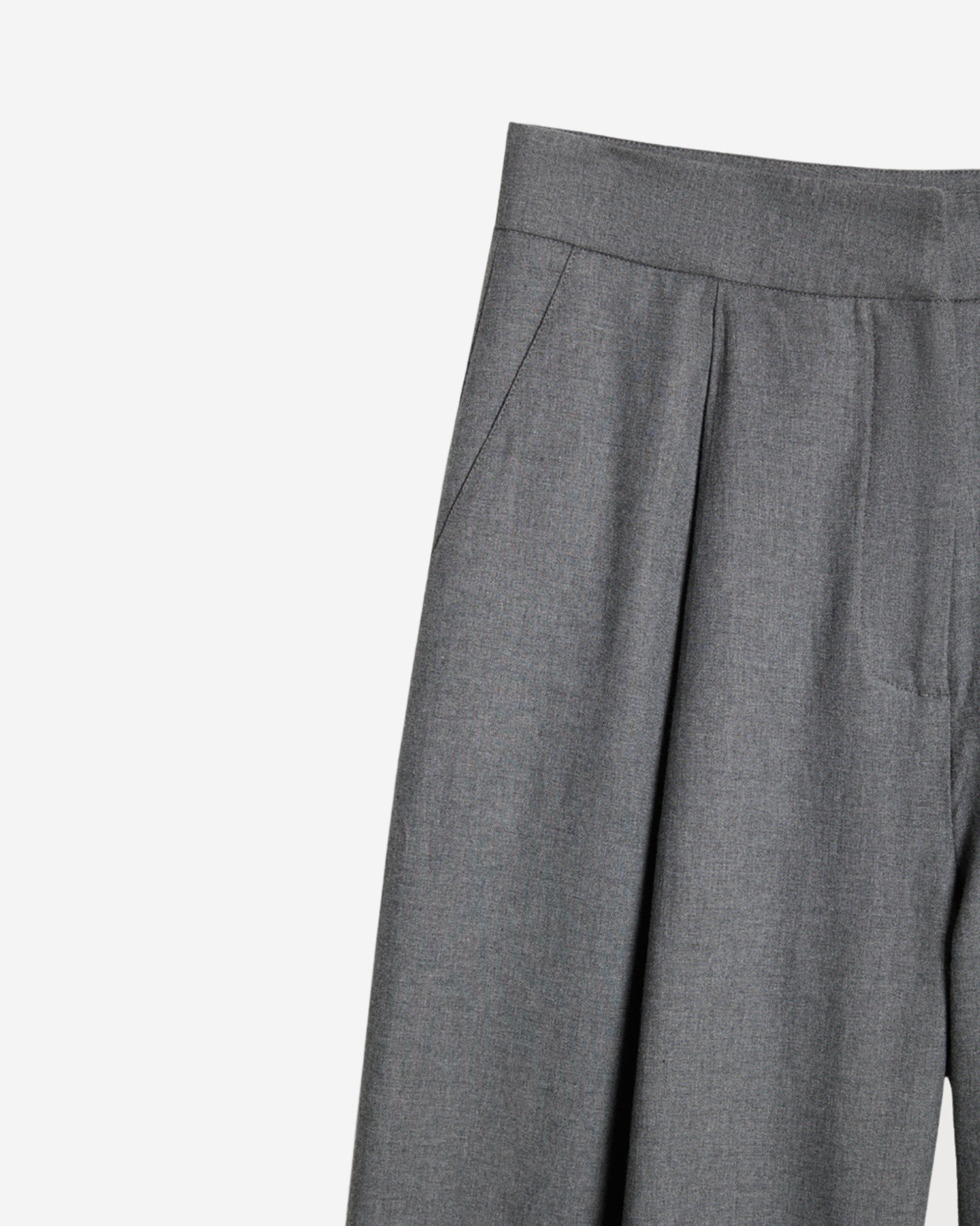 Pantaloni din bumbac gri cu croi larg detaliu betelie