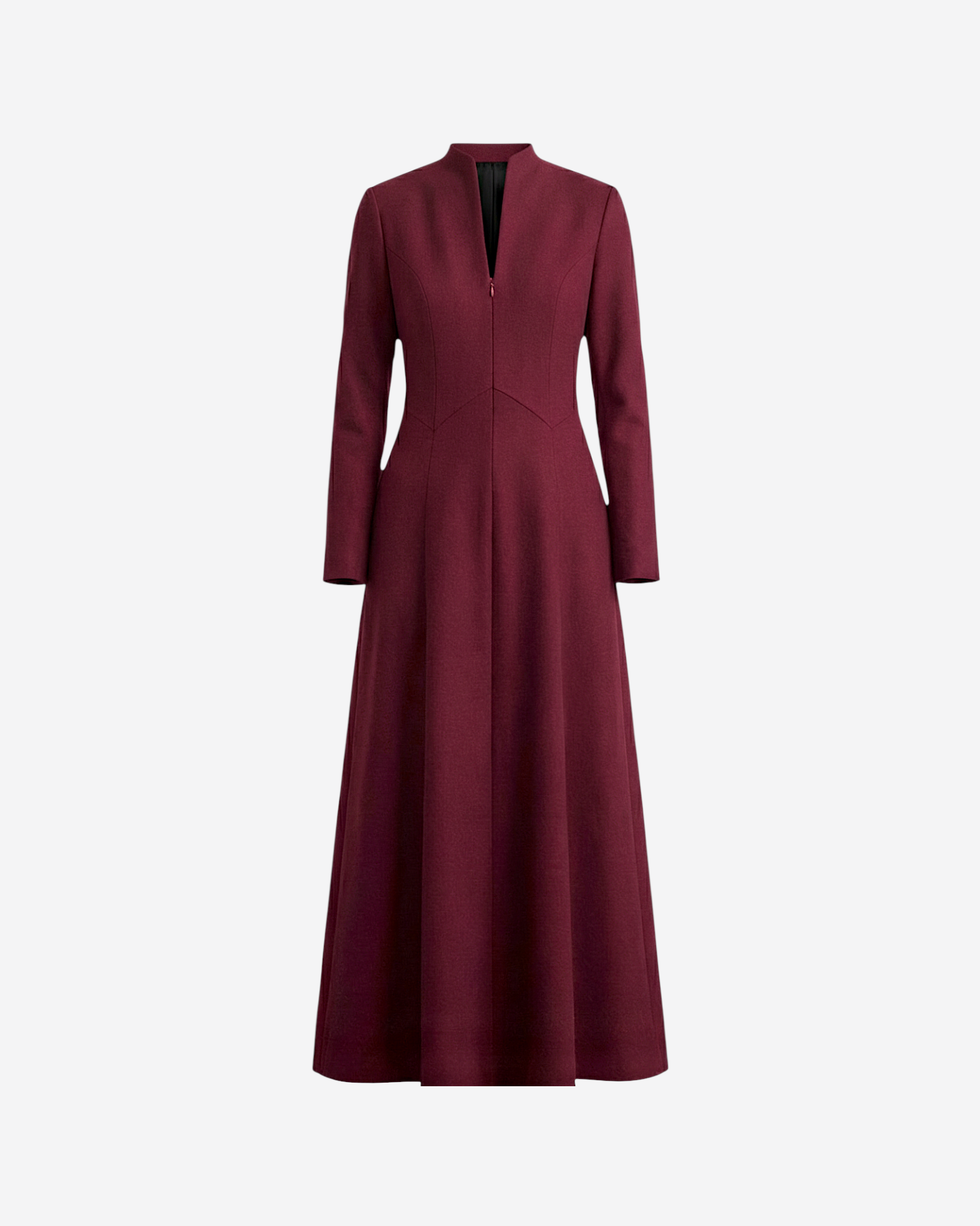 Rochie din crepe de lana maxi burgundy
