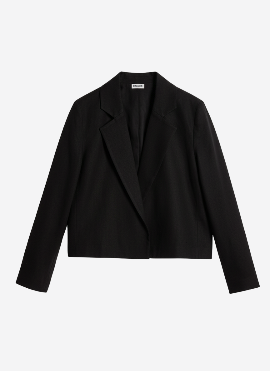 Sacou elegant din canepa negru, scurt