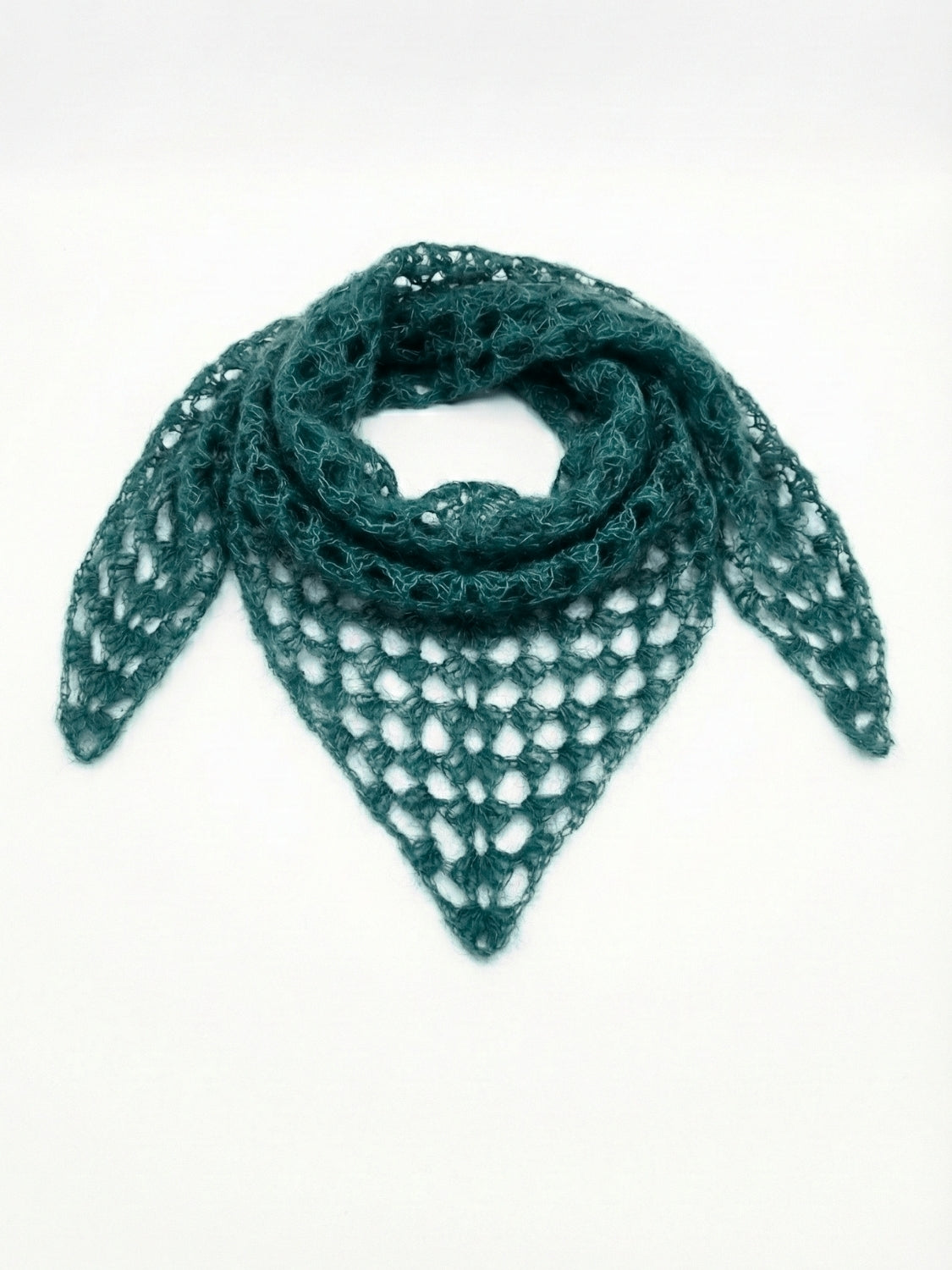 Esarfa crosetata manual verde din alpaca si matase