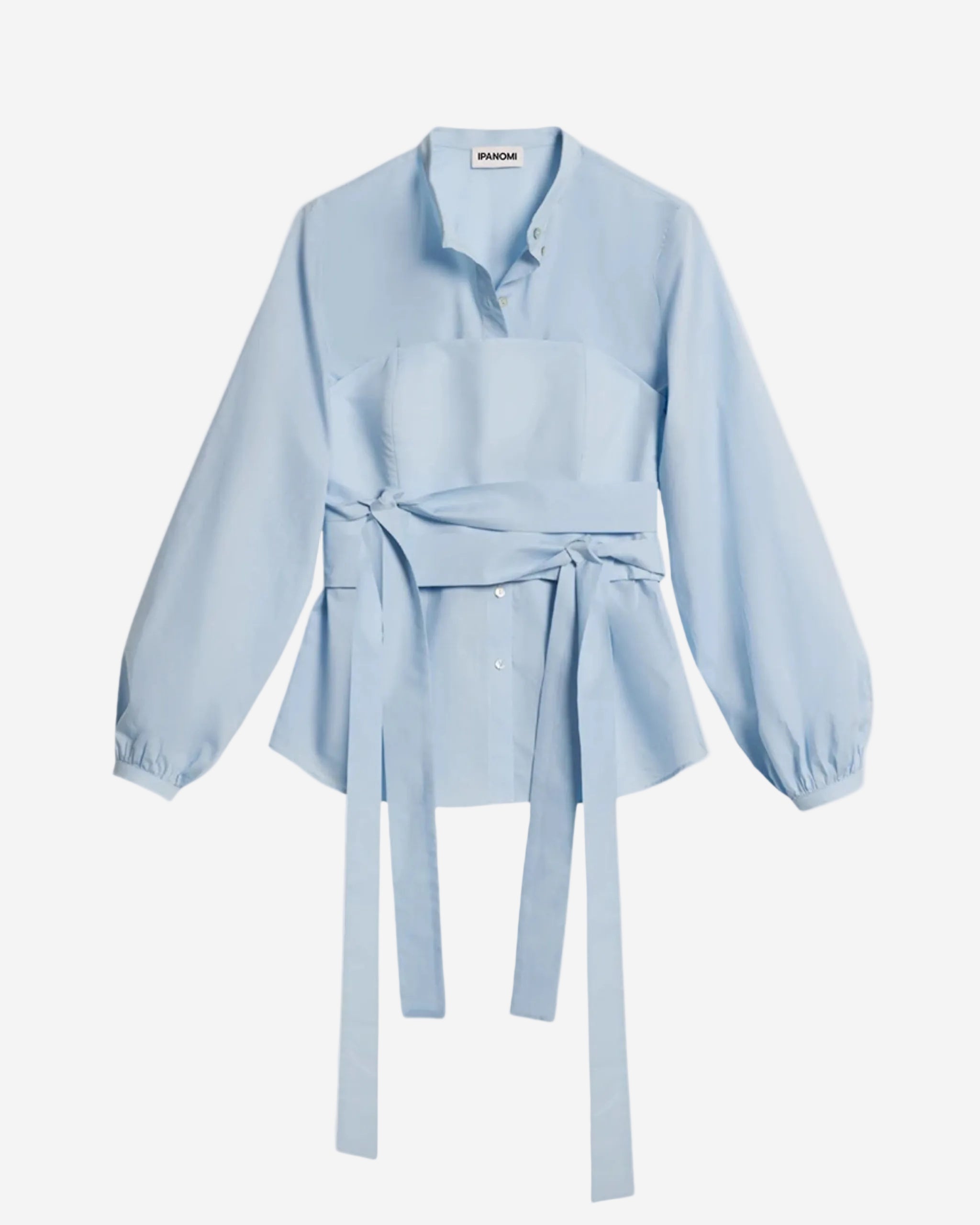 Camasa cu corset albastru deschis din poplin de bumbac Tana Lawn 