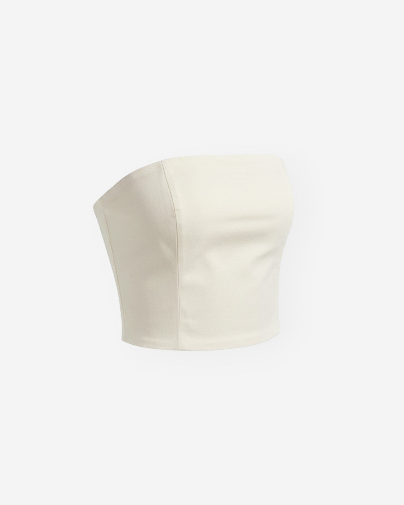 Ipanomi cream cotton poplin corset top with a straight neckline and subtle boning.