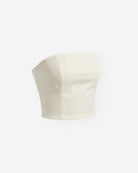 Ipanomi cream cotton poplin corset top with a straight neckline and subtle boning.