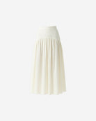 Ipanomi cream cotton poplin midi skirt with gathered waist and flared hem
