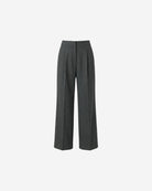 Ipanomi dark grey Italian wool tailored trousers with front pleats and a straight leg fit.