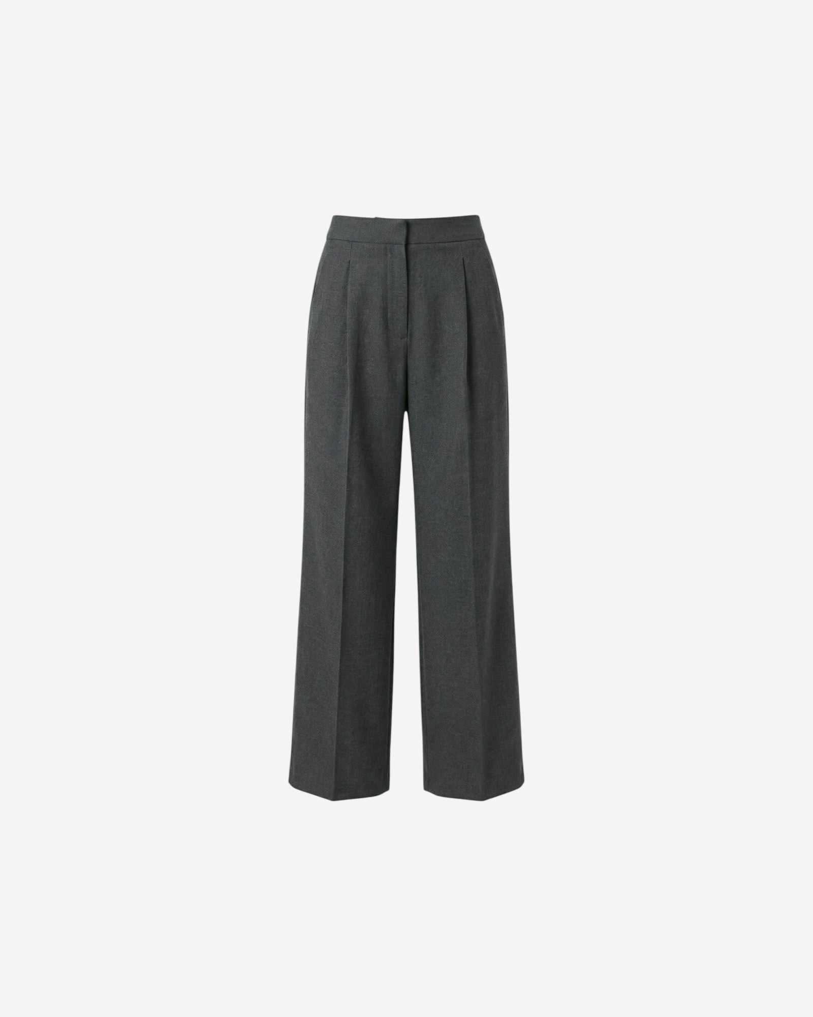 Ipanomi dark grey Italian wool tailored trousers with front pleats and a straight leg fit.