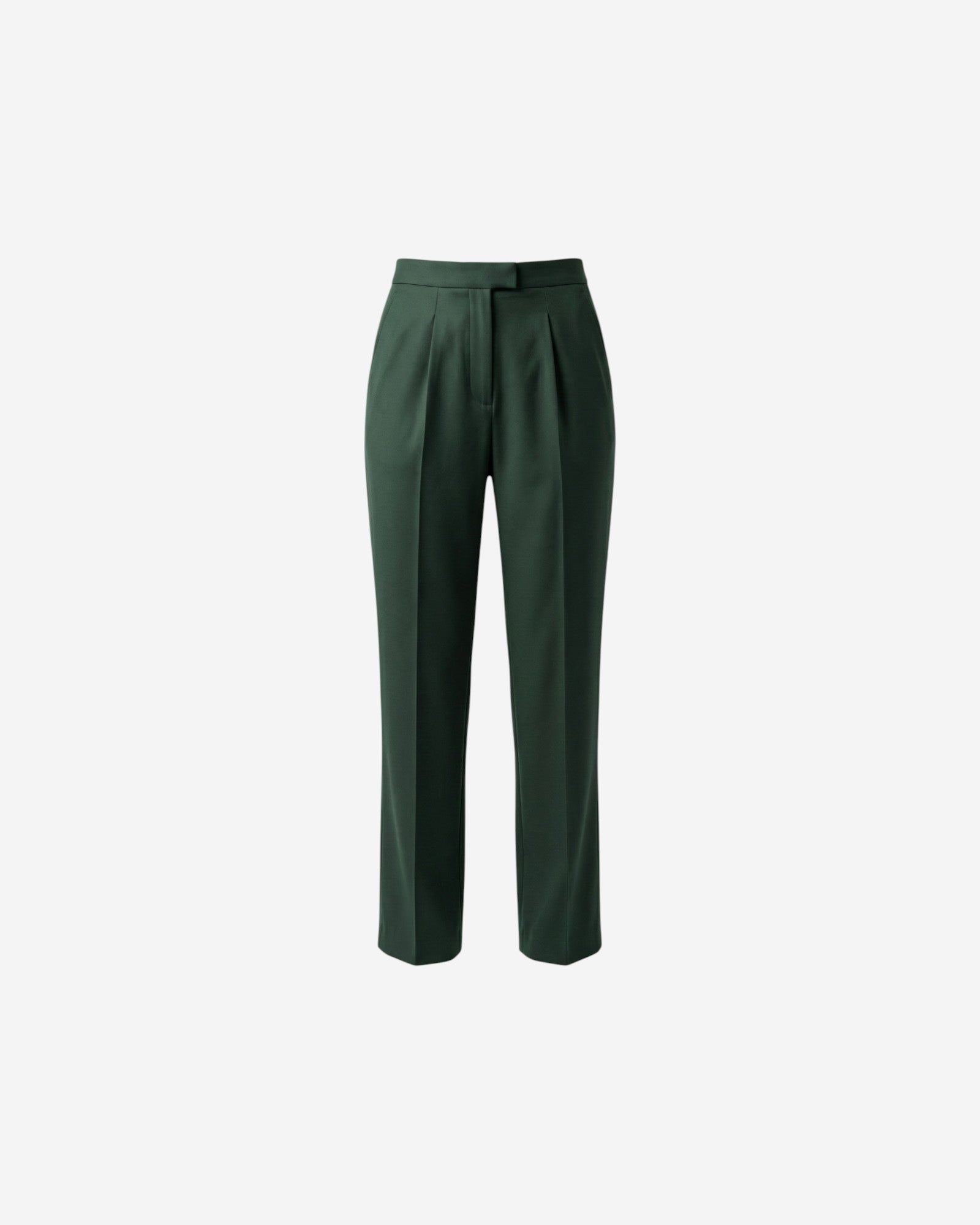 Ipanomi elegant dark green Italian wool trousers with a clean cut and straight leg silhouette.
