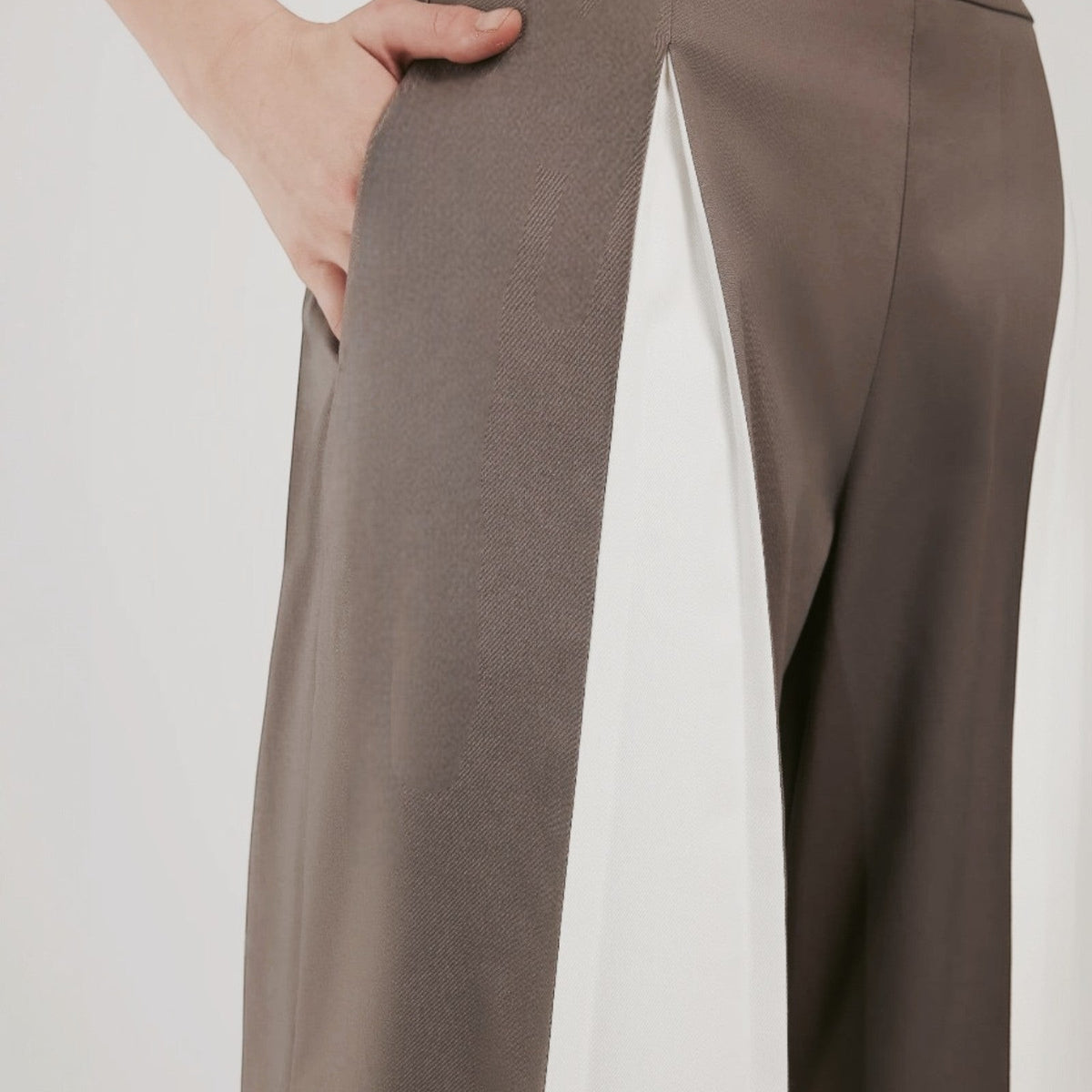 Pantaloni eleganți din twill de bumbac, lungi, gri