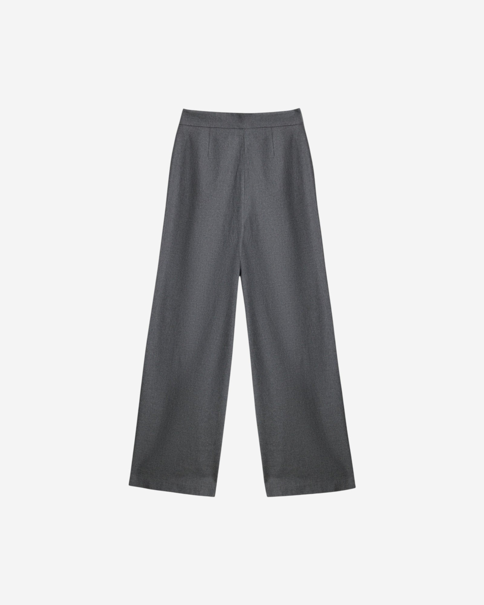 Ipanomi grey cotton wide-leg tailored trousers with high waist and front pleats.