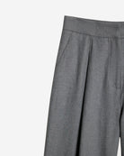 Ipanomi grey cotton wide-leg trousers with high waist and front pleats.
