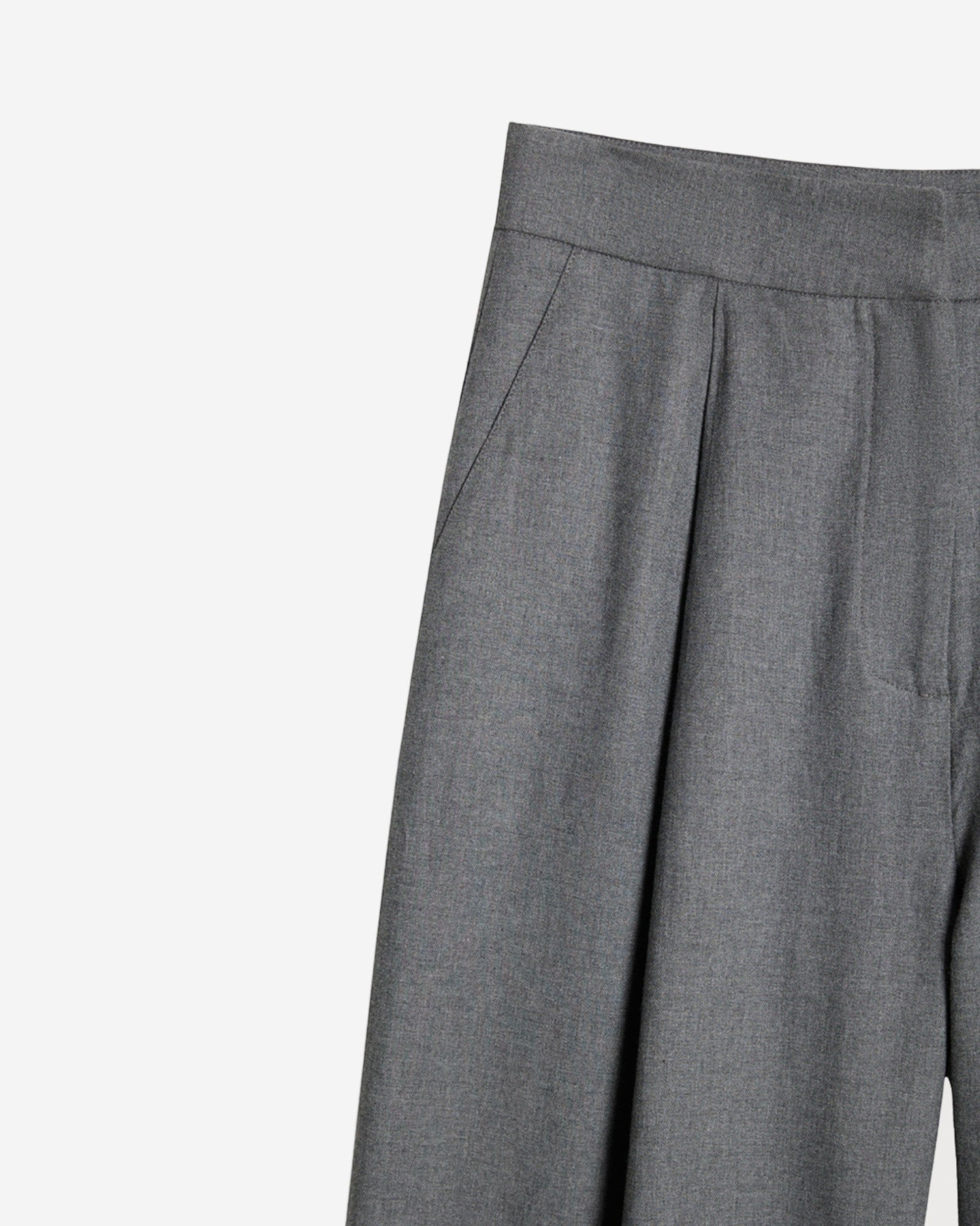 Ipanomi grey cotton wide-leg trousers with high waist and front pleats.