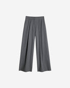Ipanomi grey cotton wide-leg elegant trousers with high waist and front pleats.