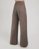 Ipanomi taupe cotton twill wide-leg trousers with a high waist and a timeless, nonconformist cut.