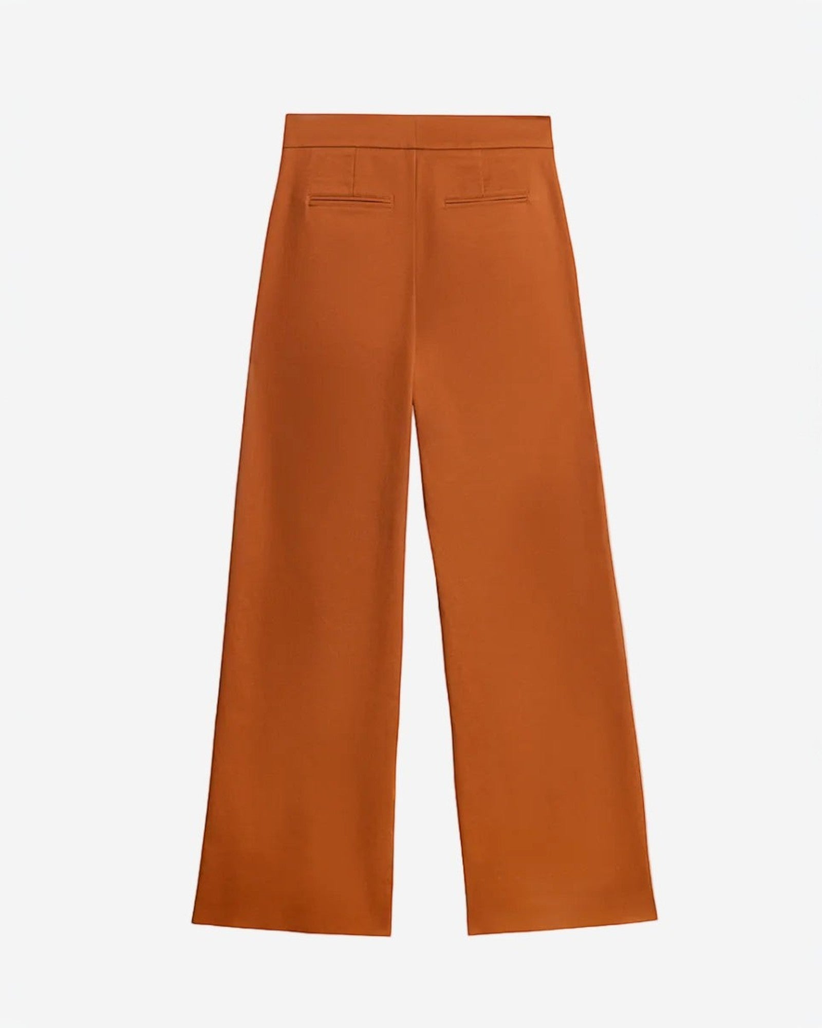 Ipanomi terracotta cotton twill wide-leg trousers with a straight cut and defined waist.