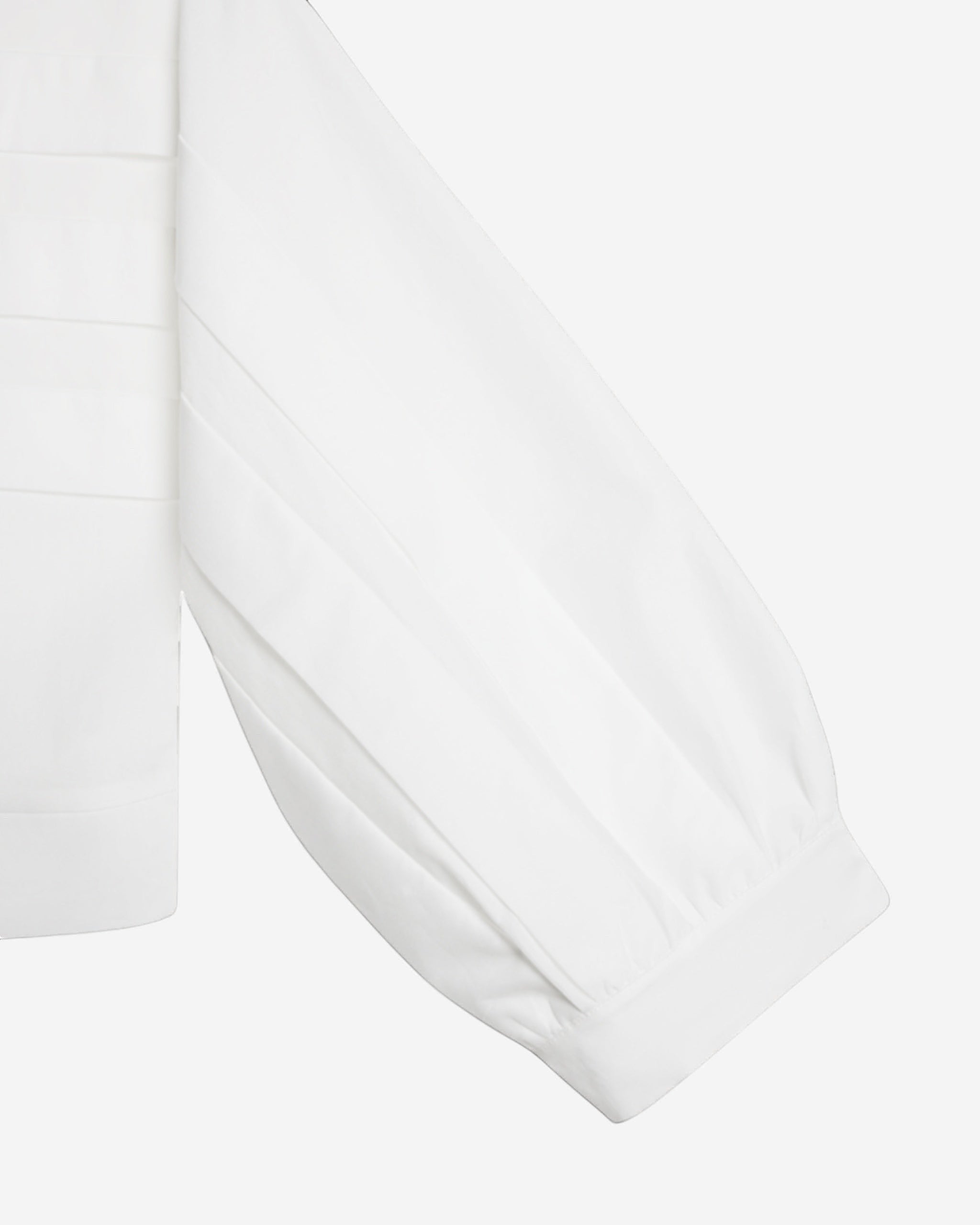 Ipanomi white cotton poplin crop shirt with 3/4 sleeves and delicate pleats.