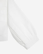 Ipanomi white cotton poplin crop shirt with 3/4 sleeves and delicate pleats.