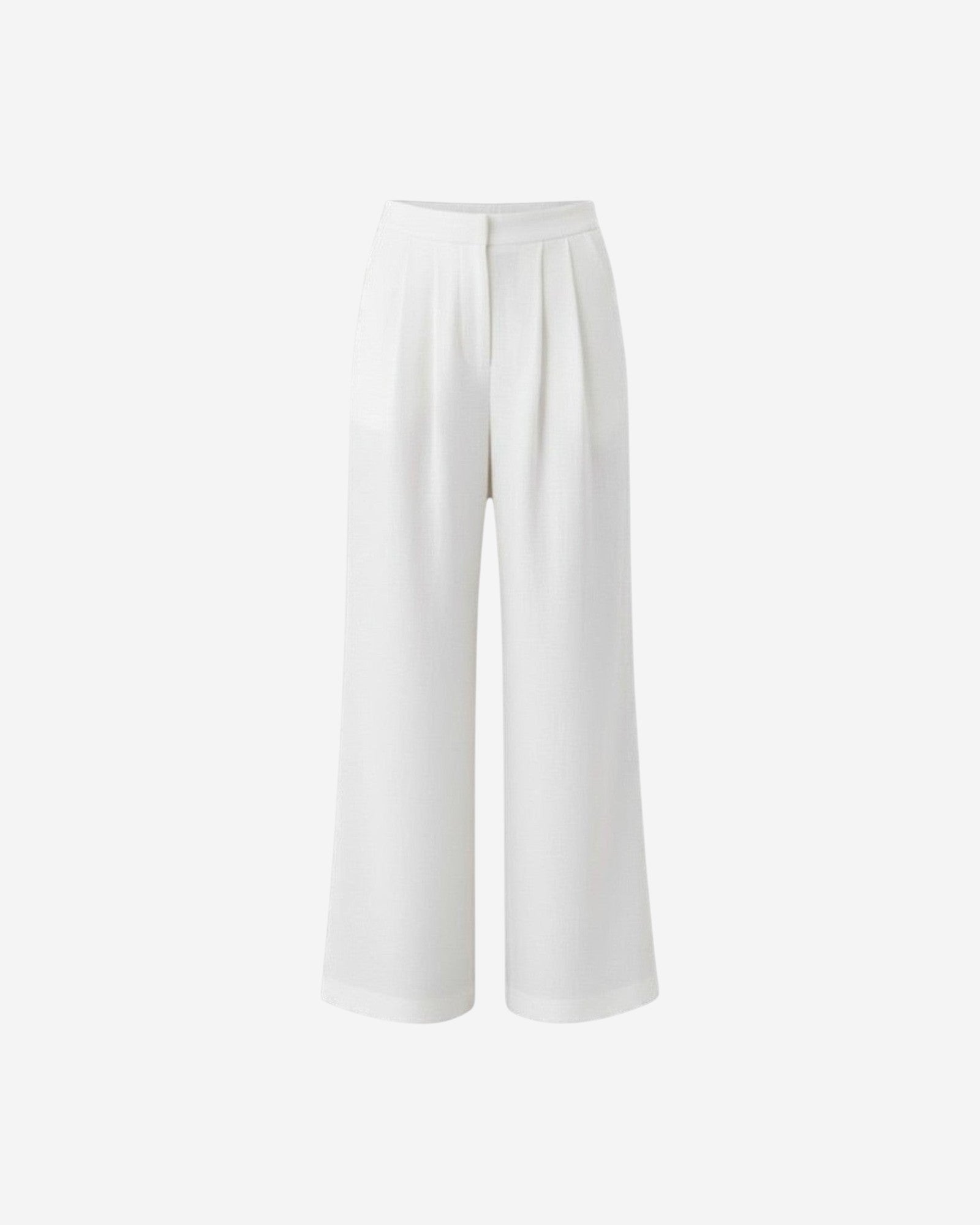 Ipanomi white hemp wide-leg double-pleated high-waisted trousers with slanted pockets and back pockets.