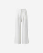 Ipanomi white hemp wide-leg double-pleated high-waisted trousers with slanted pockets and back pockets.