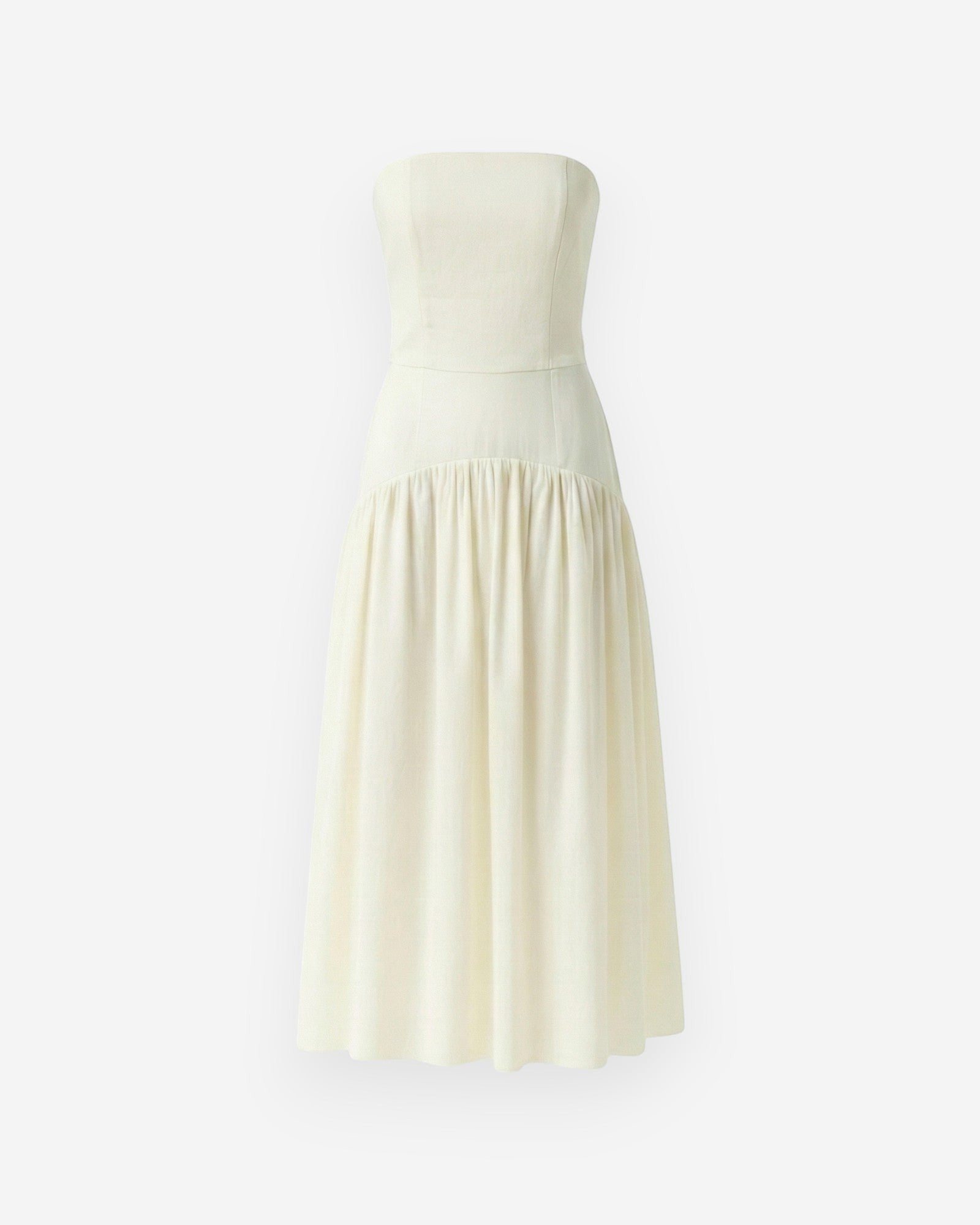 Ipanomi pale yellow cotton poplin strapless corset and maxi skirt set